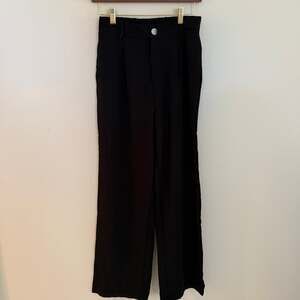Wide Leg Trouser Pants Relaxed Fit Elegant Black Size Large